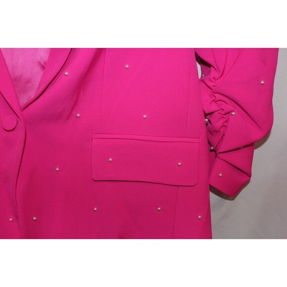 Generation Love Nadia Pearl Blazer Jacket Ruched Sleeves Magenta XXL‎ $395 - Picture 5 of 8